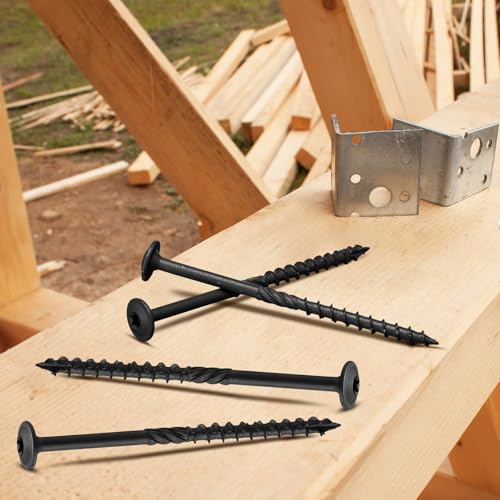 Threlaco 200 Pcs #14 x 4 Inch Wood Screws Structural Lag Screws, Black - color: Black, size: #14 x 4 inch