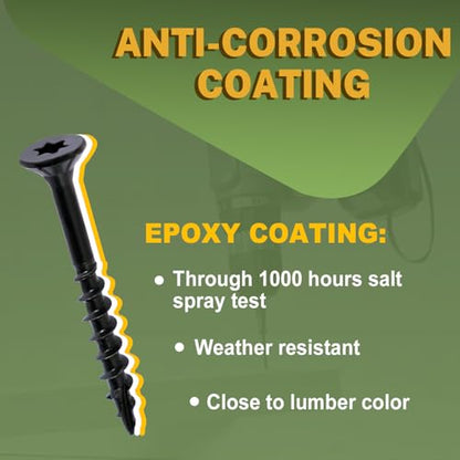 LIONMAX Deck Screws 5 Inch, Wood Screws #10 x 5, 300 PCS, Black - color: Black, size: #10 x 5"