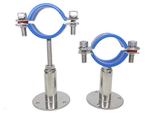 Stainless Steel Adjustable Pipe Clamp Bracket, 1-1/2 Inch, Set of 2