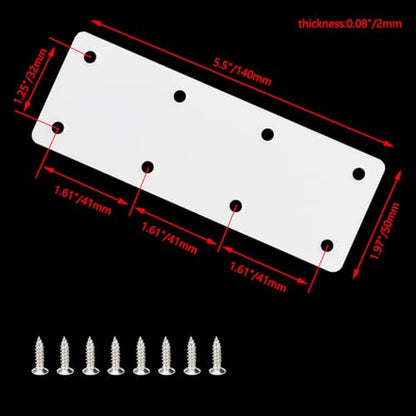 4 Pack Flat Straight Brace Brackets, Stainless Steel Shelf Bracket
