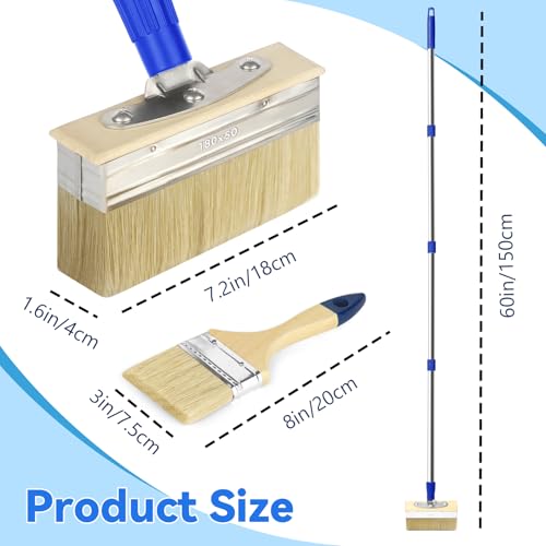 PIMEKOY 7" Deck Stain Brush with 60" Long Handle for Woodstains, Decking