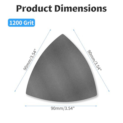 12 Pcs Detail Sander Sandpaper, 1200 Grit Triangular Sandpapers - size: 1,200 Grit
