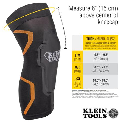 Klein Tools 60622 Knee Pad Compression Sleeve, Knee Support for Construction, Workers and Athletes, Black, S/M - style: S/M