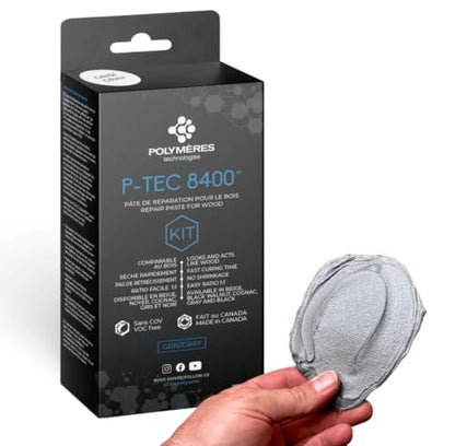 P-Tec 8400 Wood Filler - 250g - Fast Cure Crack & Knot Repair (Grey) - color: Grey