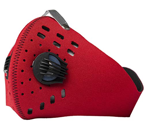 ECO-GEAR Anti Pollution Face Mask with Military Grade Protection | Anti Smoke, Exhaust Gas, Dust & Pollen - color: Red-large