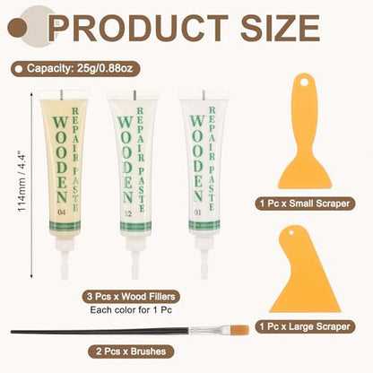 uxcell Wood Repair Kit 3 Color 0.88oz Wood Fillers Furniture Repair Kit - color: White, Cream, Maple