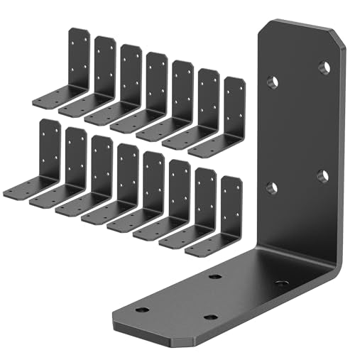 3x3 Inch Angle Bracket, 90 Degree Corner Bracket, Black, 16Pack - color: Black-16PCS