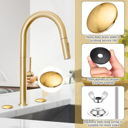 LEIFIDE 2 Pcs Kitchen Sink Faucet Hole Cover, Antique Gold - color: Antique Gold