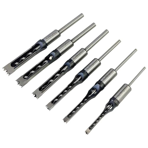 6Pc Square Hole Mortise Chisel Drill Bit Set 1/4"-5/8" (6.4-16mm)