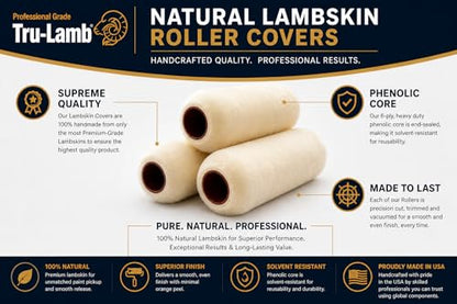 Tru-Lamb 9" Lambskin Paint Roller Covers – 100% Natural Lambswool Professional Roller for Oil & Latex Paint, Stain, Varnish & Sealers – Smooth Professional Finish (9 x 1" - 1 Pack)