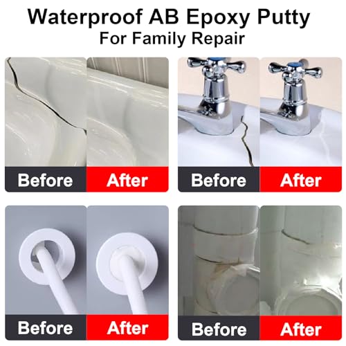 Epoxy Putty 16 oz AB Metal Epoxy Filler for Fast Repair Leaks Underwater High Adhesive Self-Hardening Pool Putty Sculpt Clay for Metal Wood Tile Repairing, Bonding, Sculpting White - color: White
