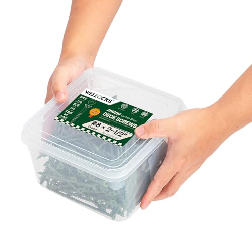 WELLOCKS #8 x 2-1/2 in Green Deck Screws, 5.2 lbs with T25 Bit - size: #8×2-1/2", style: 5.2LBS Green