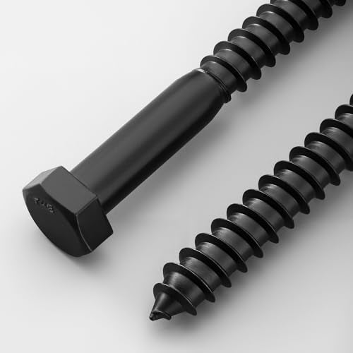 3 Sets 1/2" x 4" Hex Head Lag Screws Bolts with Flat Washers 304 Stainless Steel 18-8 Black Zinc Plated Heavy Duty Lag Screw for Wood - size: 1/2x4 (3sets)