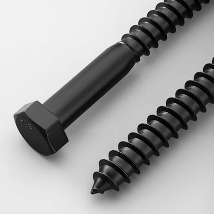 3 Sets 1/2" x 4" Hex Head Lag Screws Bolts with Flat Washers 304 Stainless Steel 18-8 Black Zinc Plated Heavy Duty Lag Screw for Wood - size: 1/2x4 (3sets)