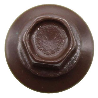 14 x 1 Brown Metal Roofing Screws - Hex Washer Head- Self-Starting/Tapping - EPDM Washer. 1 x 250 Count Bag - 250 Screws - color: BROWN, size: 1"