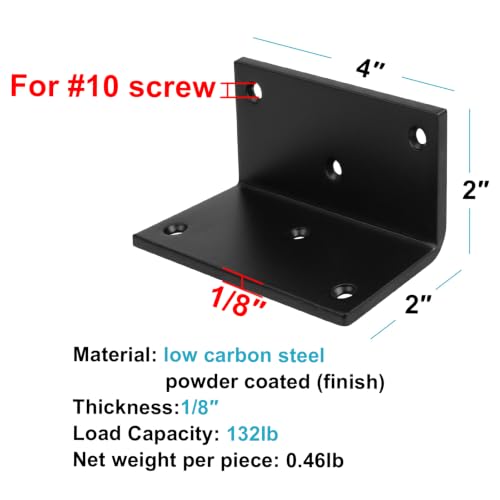 6 PCS 2"x2"x4" L Angle Bracket, Corner Brace for Wood, Countersink - size: 2" x 2" x 4"