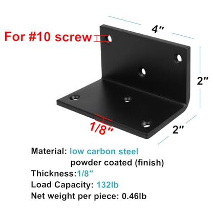 6 PCS 2"x2"x4" L Angle Bracket, Corner Brace for Wood, Countersink - size: 2" x 2" x 4"
