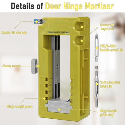 Door Hinge and Latch Installation Kit, Adjustable Mortiser Template