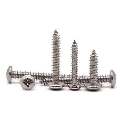 #4 x 1/2" (100 Pack) Stainless Steel Phillips Pan Head Wood Screws, Stainless Steel 304 (18-8), Pan Head Sheet Metal Screws Self Tapping for Wood - size: #4 x 1/2"