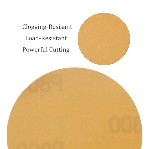 50pcs No Hole Sanding Discs- [ 3 Inch 800 Grit ] Round Hook and Loop Grip Sanding Pads Sheet Sandpaper for Automotive Woodworking Metal Polishing Use| Gold, Aluminum Oxide - size: 800 grit