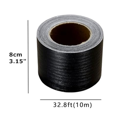 Black Wood Grain Repair Tape 3.15" x 32 feet Woods Grain Tape Self-Adhesive Wooden Tapes for Furniture Flooring Cabinets Doors Windows Handmade DIY (Black Wood Grain) - color: Black wood grain