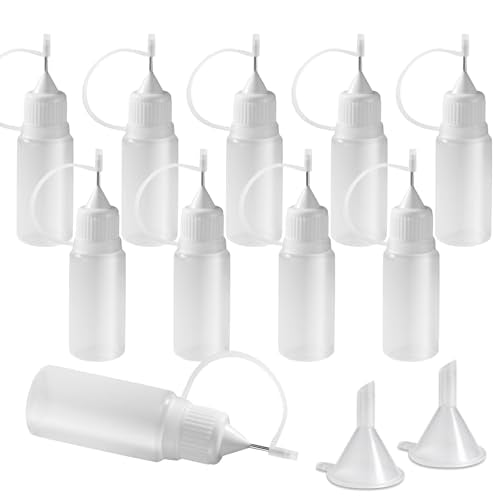 10ml Precision Tip Bottles, 10 Pcs White 2 Funnels - size: 10ml