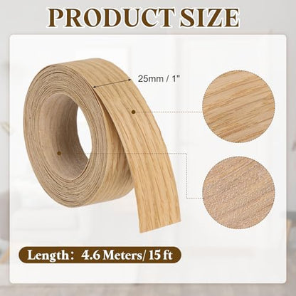 uxcell 1 Inch x 15ft Wood Veneer Edge Banding, Pre-Glued Flexible White Oak Edging Strips, Iron on with Hot Melt Adhesive Wood Tape for Cabinet Repair and Furniture Restoration - size: 1 Inch x 15ft