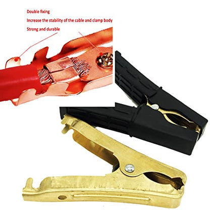 4 Pcs Jumper Cable Battery Clamps Crocodile Clamp Pure Copper 100A-500A Car Battery Charger Clamps Power Replacement Battery Alligator Clips Jumper Cables Clamp Welding machine clamp - color: 4pcs 100-500a