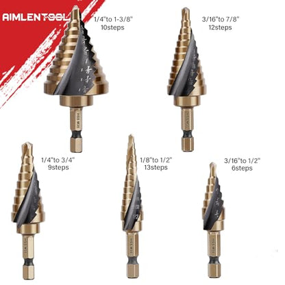 Hex Shank Cobalt Step Drill Bit Set - size: M35-6PC