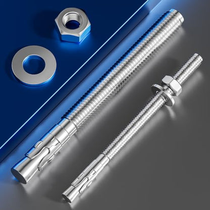 Wensilon 10Pcs 1/4x1-3/4 Inch Standard Fasteners for Heavy-Duty 304 Stainless Steel Wedge Anchors for Cement and Concrete - size: 1/4x1-3/4"