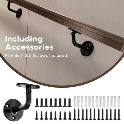 316 Stainless Steel Black Handrail Bracket (4-Pack) - style: Black - 4 Pack