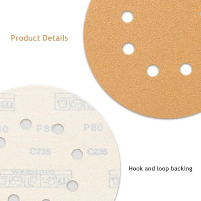 50 PCS 80 Grit 5 Inch 8 Hole Sanding Discs - style: 80 Grit,50-Pack