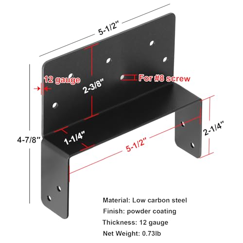 4 Pairs 6x6 Post to Beam Connector, Pergola Bracket Adjustable Post Cap - size: for 6X Nominal Lumber