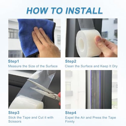 Window Sealing Tape Weather Stripping 3 Inch x 35 Yards Clear Window Insulation Draft Isolation Sealing Film Tape for Shower Glass Gaps Seal Windproof, Residue Free (3 Inch x 35 Yards) - style: 3 Inch x 35 Yards