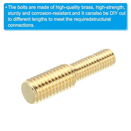 PATIKIL M6x16mm to M8x16mm Double End Threaded Stud Screw Bolt, 2 Pack Brass Rod Bolts Thread Reducer Adapter for Furniture Fastener, Hardware Connector - size: M6x16mm to M8x16mm