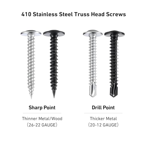 Self Drilling Screws for Metal,#10 x 3/4 Inch 130Pcs Sheet Metal Modified Truss Head,410 Stainless Steel Black Zinc Plated Self Tapping Screws - color: Black Self Drilling, size: 10x3/4"