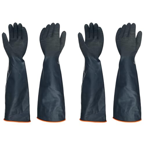 North Tower Heavy Duty Rubber Gloves, Industrial Gloves,Black (22in,2pair) - size: 22”（2 pair）