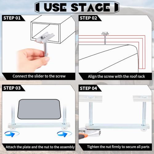 Zonon 28 Pcs Rooftop Tent Mounting Hardware Set Roof Rack Brackets, Silver - color: Silver