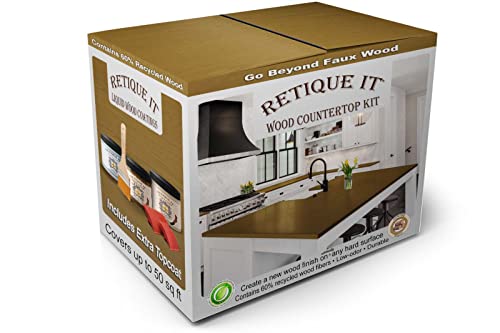 Retique It Liquid Wood Countertop Kit with Wood Gel Stain - Genuine Wood Finished countertops (32 oz (Island), 60 Dark Pecan), 24 oz (Island) (RETQ-WoodnStain) - color: 60 Dark Pecan, size: 24 oz (Island)