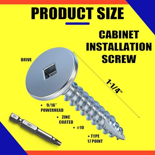 MorningRo 1-1/4 Inch Cabinet Screws 9/16 Head Wood Screw 2lb Square Drive