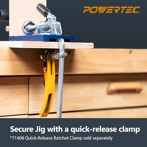 POWERTEC Aluminum Pocket Hole Jig with Dust Port & Clamp (71844) - style: AluminumPocket Hole Jig Set w/ Toggle Clamp