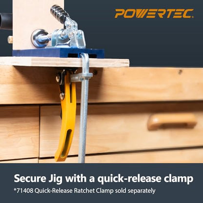 POWERTEC Aluminum Pocket Hole Jig with Dust Port & Clamp (71844) - style: AluminumPocket Hole Jig Set w/ Toggle Clamp