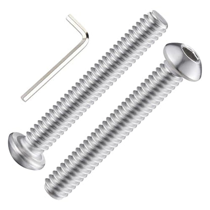 Wensilon (50Pcs) 1/4-20 * 2 Button Head Socket Cap Bolts Screws, 304 Stainless Steel, Allen Hex Drive, Bright Finish, Fully Machine Thread - color: Silver, size: B 1/4-20*2