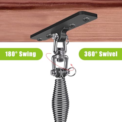 Dolibest Heavy Bag Hanger, Wall Ceiling Mount Hook 360° Rotation Wood Beam Holder Body Weight Strength Training Systems, Wood Beam Holder with Spring and 1 Carabiner, 4Wood Screws for Wooden Sets - color: Heavy Bag Hanger With Spring