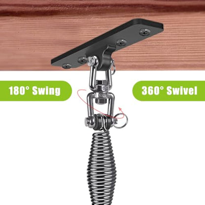 Dolibest Heavy Bag Hanger, Wall Ceiling Mount Hook 360° Rotation Wood Beam Holder Body Weight Strength Training Systems, Wood Beam Holder with Spring and 1 Carabiner, 4Wood Screws for Wooden Sets - color: Heavy Bag Hanger With Spring