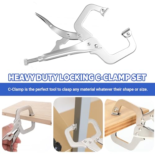 6Pcs C Clamp Locking, 6 Inch Heavy Duty Welding Clamps Pliers Set with Swivel Pads, Vise Grip Clamps for Metalworking, Woodworking, Home Workshop & Professional Repair