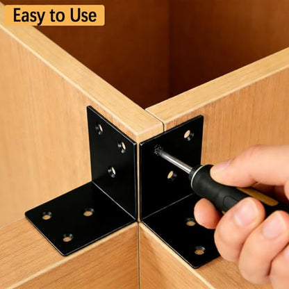 20 Pcs Black Angle Brackets 2"x2"x2" Stainless Steel L Bracket with 120pcs Screws, Heavy Duty Metal Corner Brace 90 Degree Right Angle Corner Bracket for Wood Furniture Frame Bookshelf - size: 2Inch Black Right Angle
