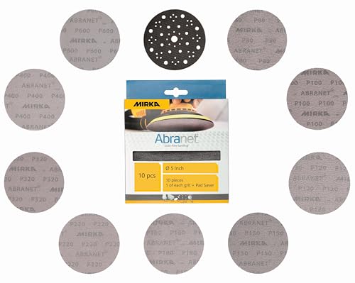 Mirka Abranet 5 Inch Assortment Mesh Sanding Discs, Hook and Loop, 10 Pack - size: Assortment
