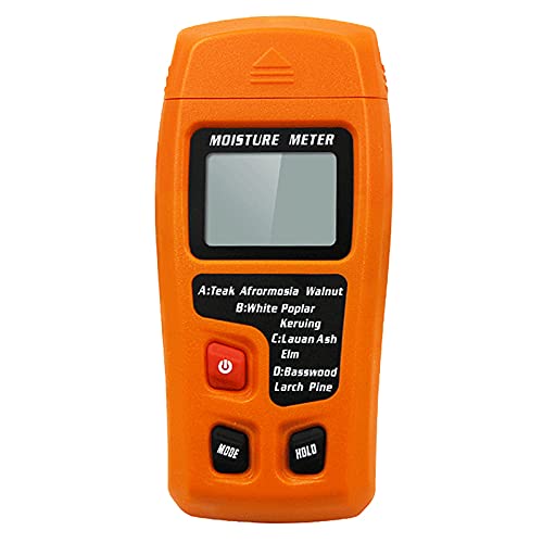 Digital Wood Moisture Meter Wood Humidity Tester Hygrometer Timber Damp Detector Large LCD Display (Orange) - color: Orange