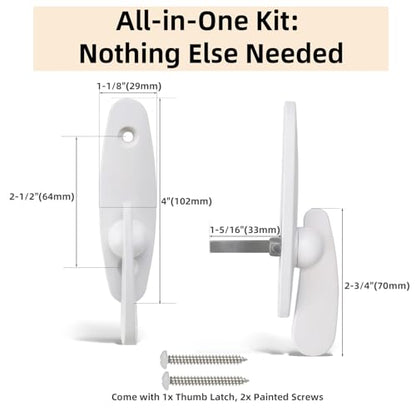 Sliding Door Lock Replacement for Andersen, 10-Years Durable Tribeca Style Thumb Latch, Gliding Door Lock Replacement Parts w/Color-Matched Screws, White